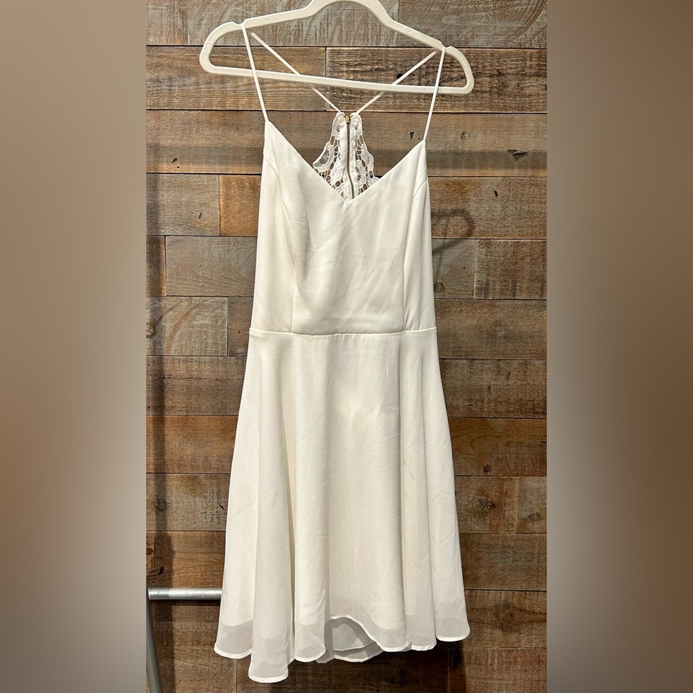 NWT White Backless Skater Dress w Lace